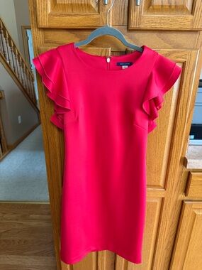 Tommy Hilfiger Red Ruffle Sleeve Sheath Dress